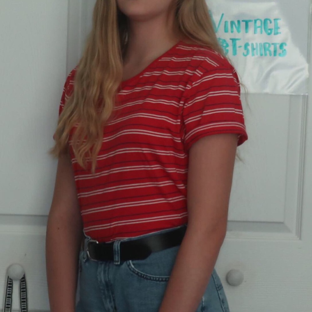 Retro Red and White Striped T-Shirt